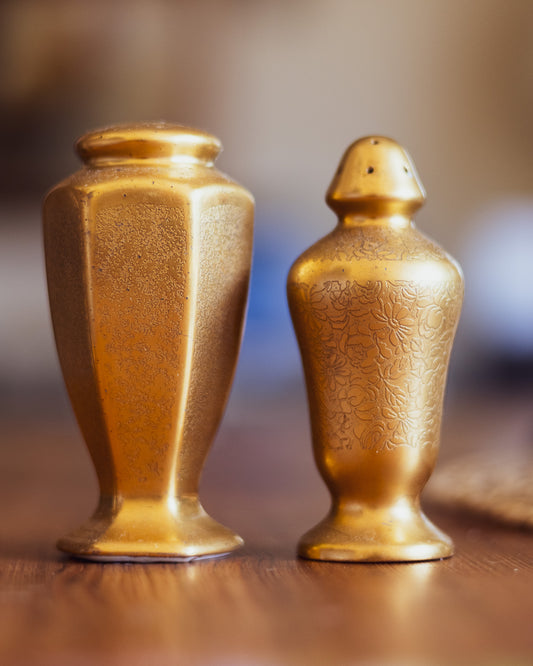 Vintage Brass Salt & Pepper Set